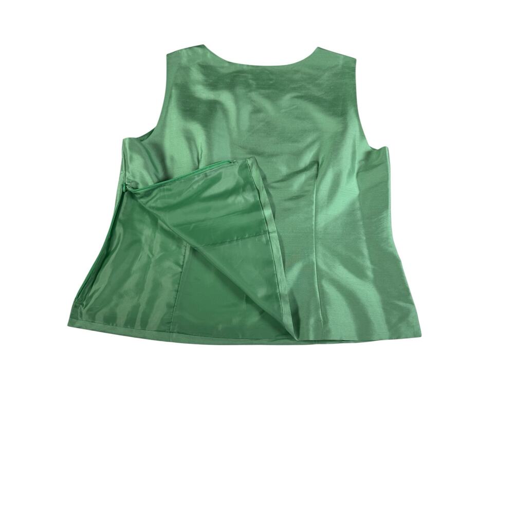 Vintage 90s Talbots Pure Silk Women 16/18 Sage Green Shantung Silk 2 pc Pant Set - Picture 13 of 14
